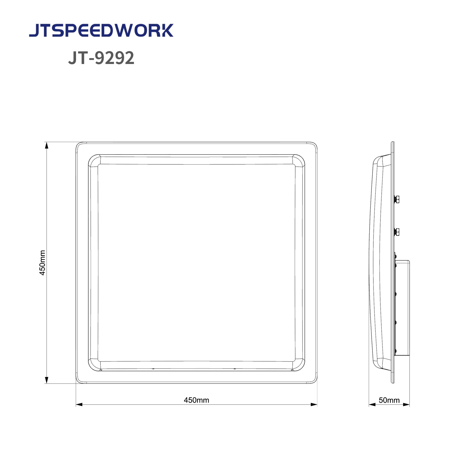 JT-9292 UHF RFID-lezer met geïntegreerd bereik (0-30 m) en meerdere tags, leesfrequentie 860-960 MHz.