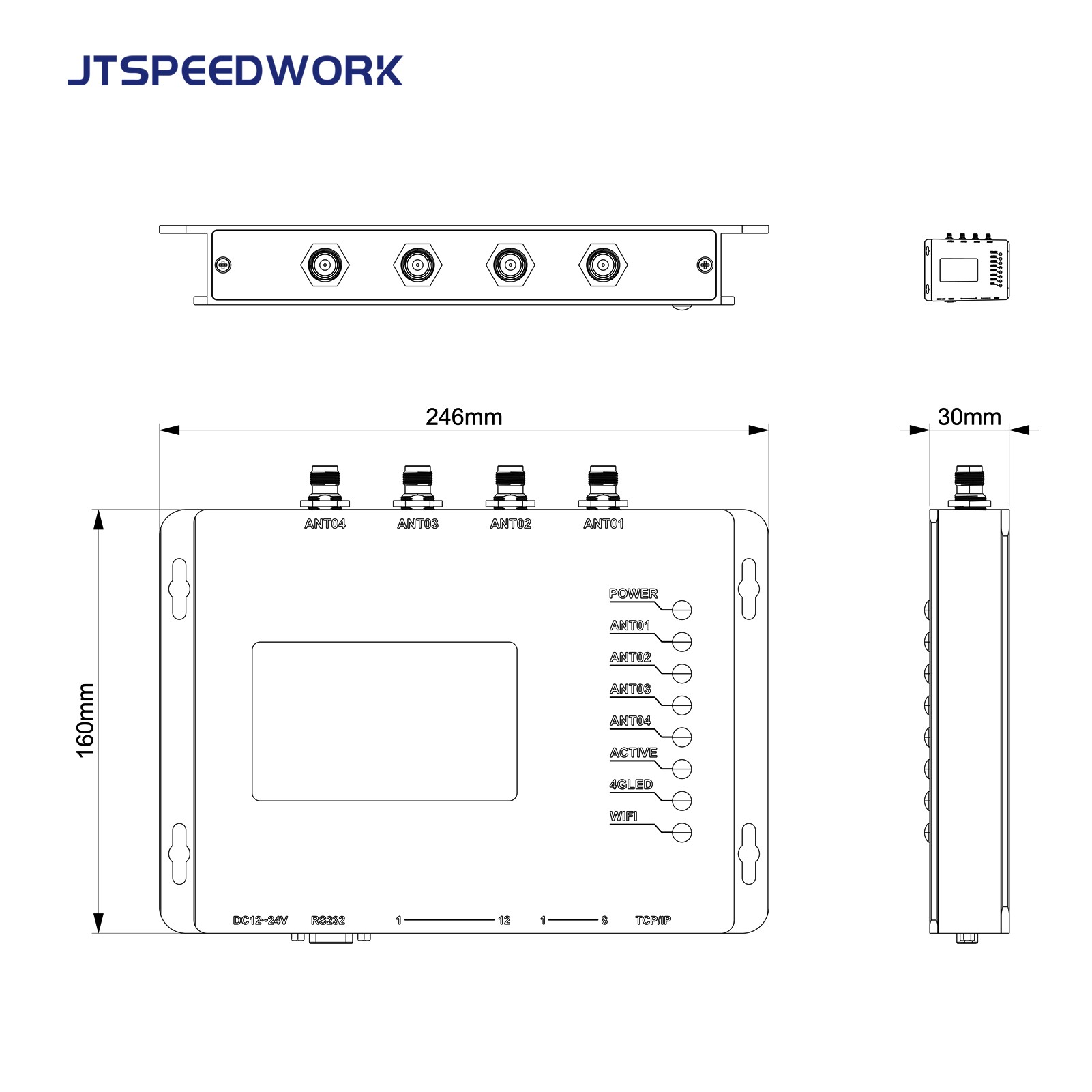 JT-928 2/4 poorten UHF RFID vaste lezer ISO18000-6C TM200 | Impinj E710 chip ondersteund