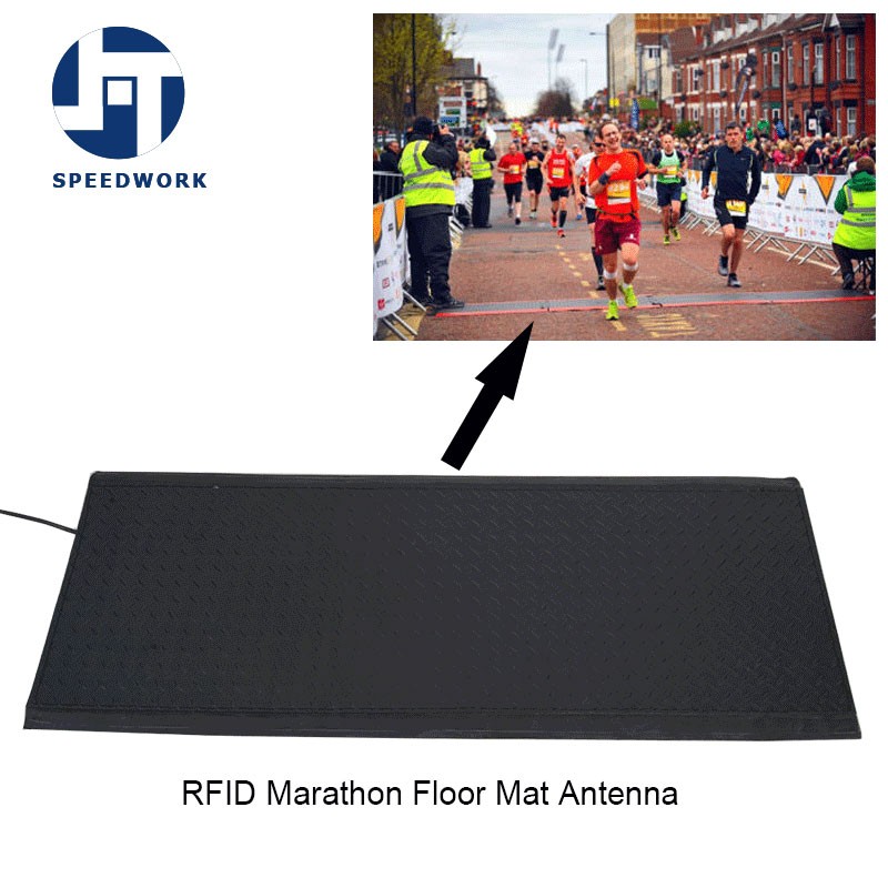 Blauwe kleur Marathon Sport tijdregistratie UHF RFID vloermat antenne