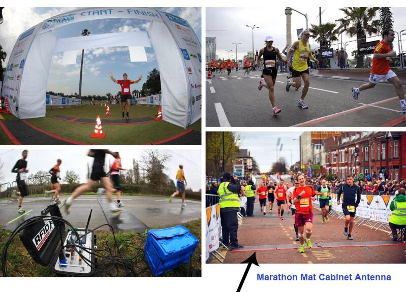 Blauwe kleur Marathon Sport tijdregistratie UHF RFID vloermat antenne