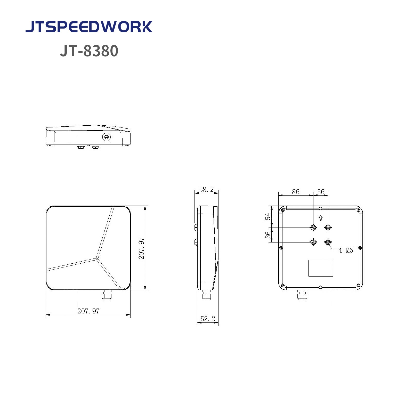 JT-8380 0-6m UHF RFID 902-928MHz Geïntegreerde lezer voor middellange afstand